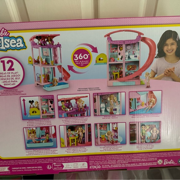 NWT!Barbie Chelsea Pink 360 degrees 20+ Pieces Playhouse Size 20" x 19" - Picture 2 of 4